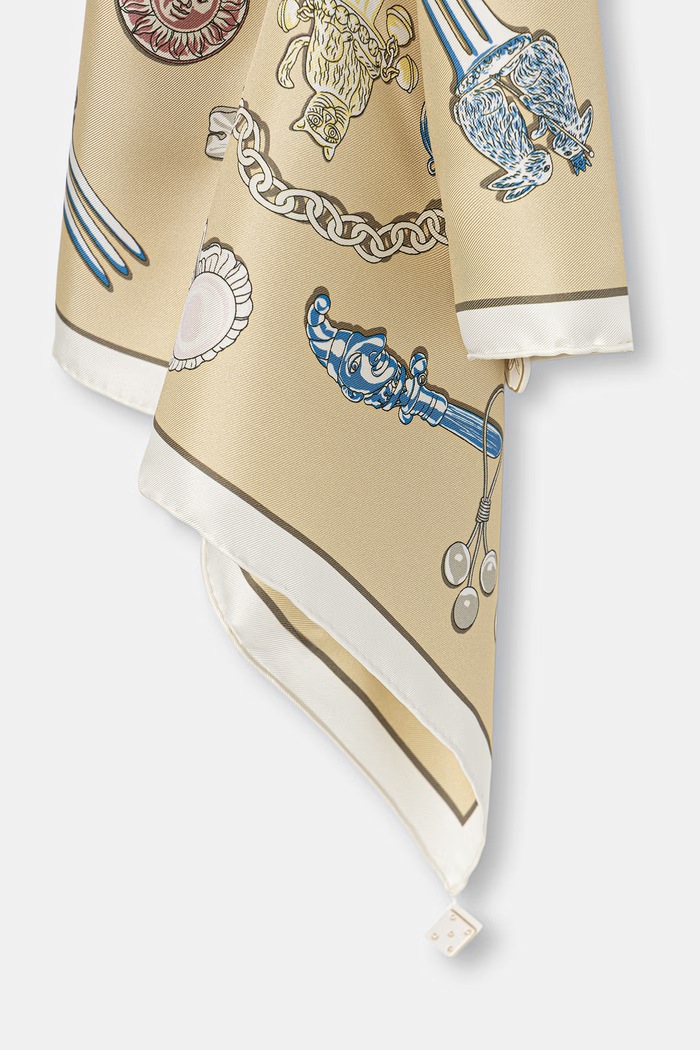 Accessori Tory Burch sciarpa piccola da donna in seta Rattles 184106 beige