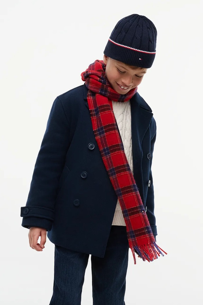 Szalik dziecięcy wełniany Tommy Hilfiger czerwony KA0KA00095.9BY2
