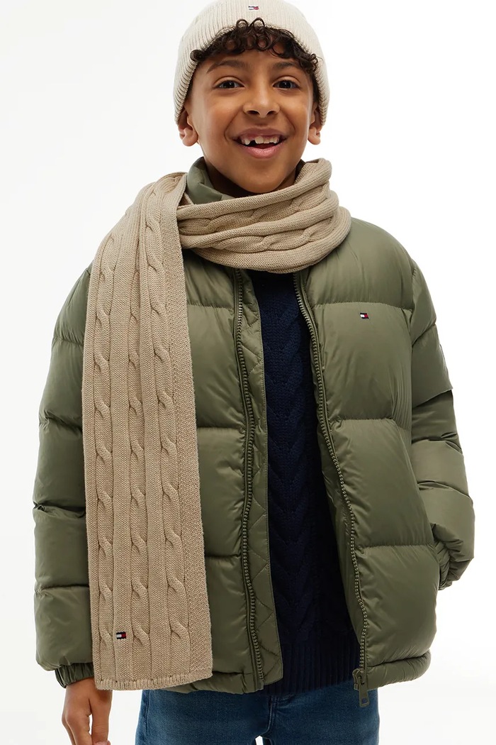 Kratki šal za djecu pamučni Tommy Hilfiger bež KA0KA00094.9BY2