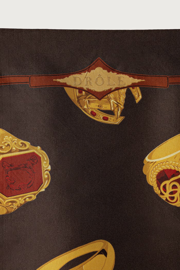 Drôle de Monsieur Apaszka męska jedwabna Rings M.BA038.SE049 brązowy AW26