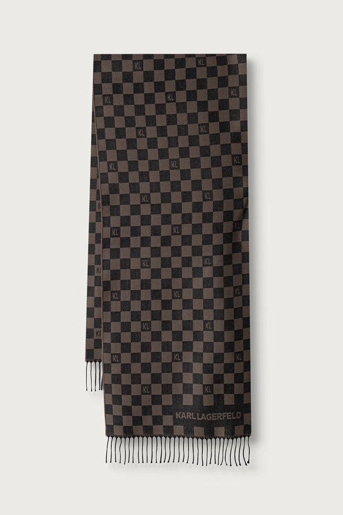 Karl Lagerfeld κασκόλ ανδρικό με μαλλί καφέ 564131.805001