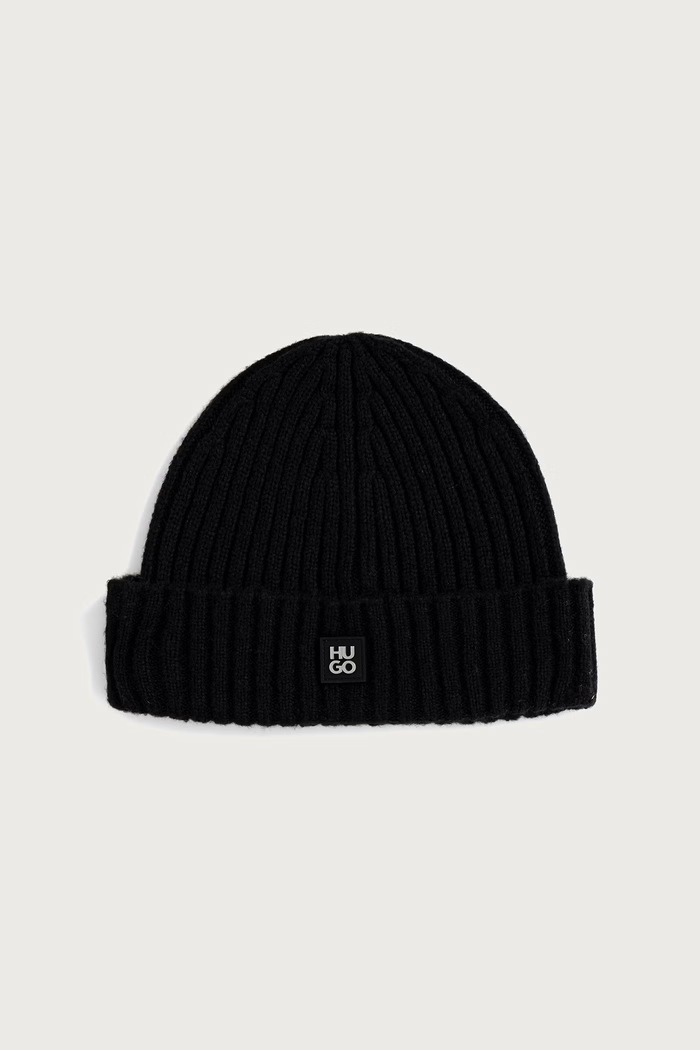 HUGO Шапка та шарф чоловіча з додаванням вовни Zasgo_Set 50571009 чорний AW26