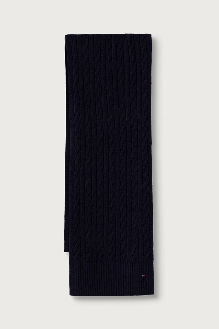 Tommy Hilfiger Šála pánská s vlnou námořnická modř AM0AM14861