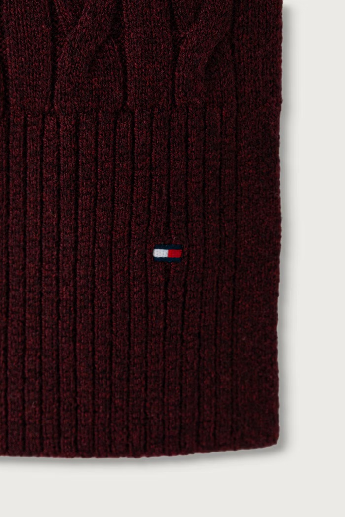 Tommy Hilfiger Šála pánská s vlnou AM0AM14861 burgundské AW26
