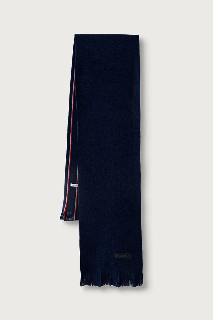 Tommy Hilfiger Κασκόλ ανδρικό μάλλινο σκούρο μπλε AM0AM14707