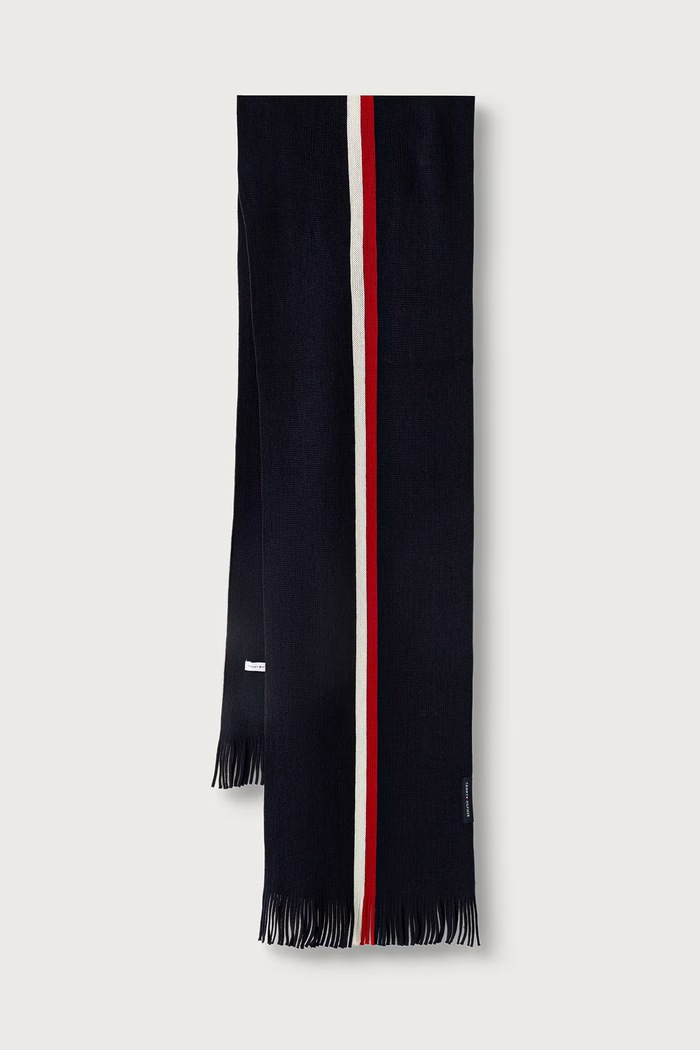 Tommy Hilfiger Κασκόλ ανδρικό με μαλλί σκούρο μπλε AM0AM14575
