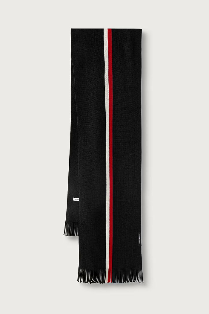 Tommy Hilfiger Κασκόλ ανδρικό με μαλλί μαύρο AM0AM14575