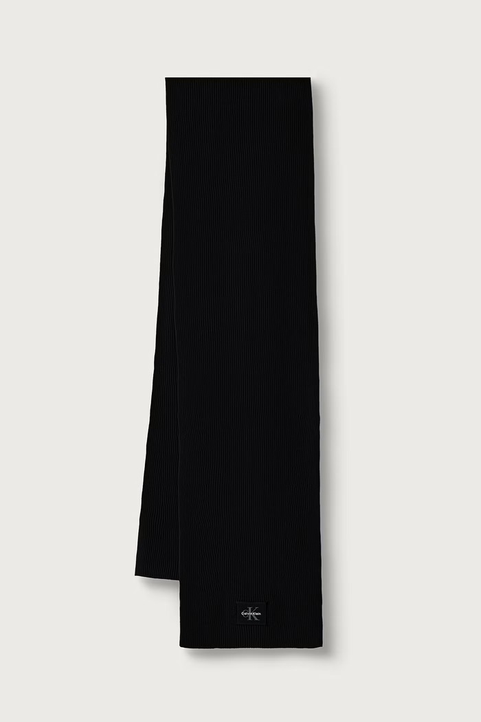 Calvin Klein Šálik pánsky s viskózou čierna LV04D8097G