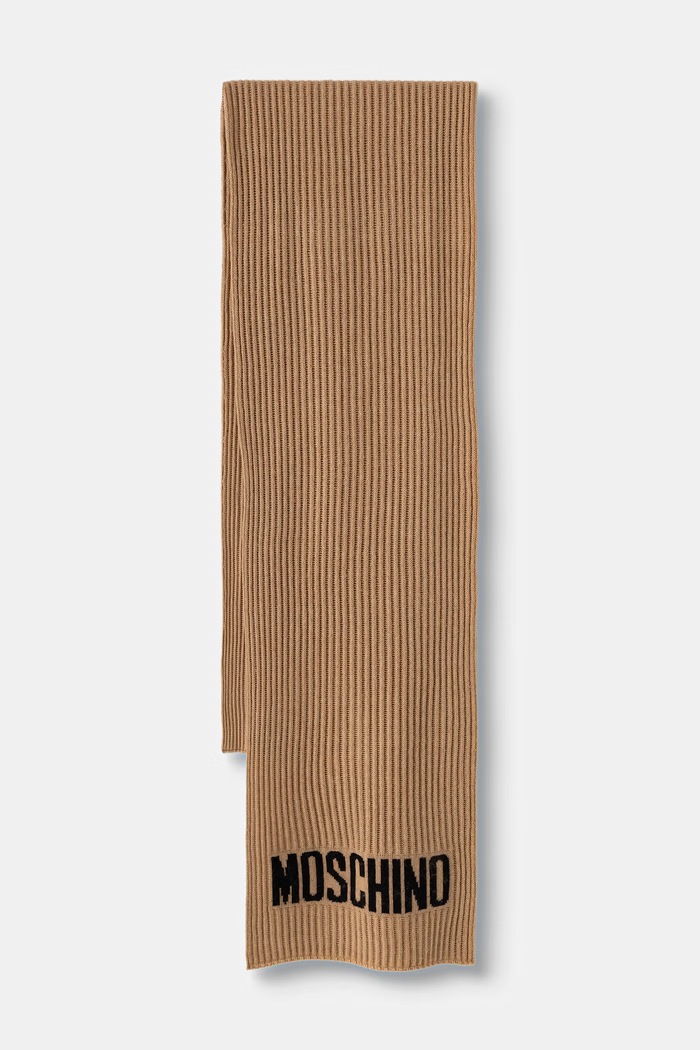 Moschino szalik męski z wełną brązowy M5874.50242