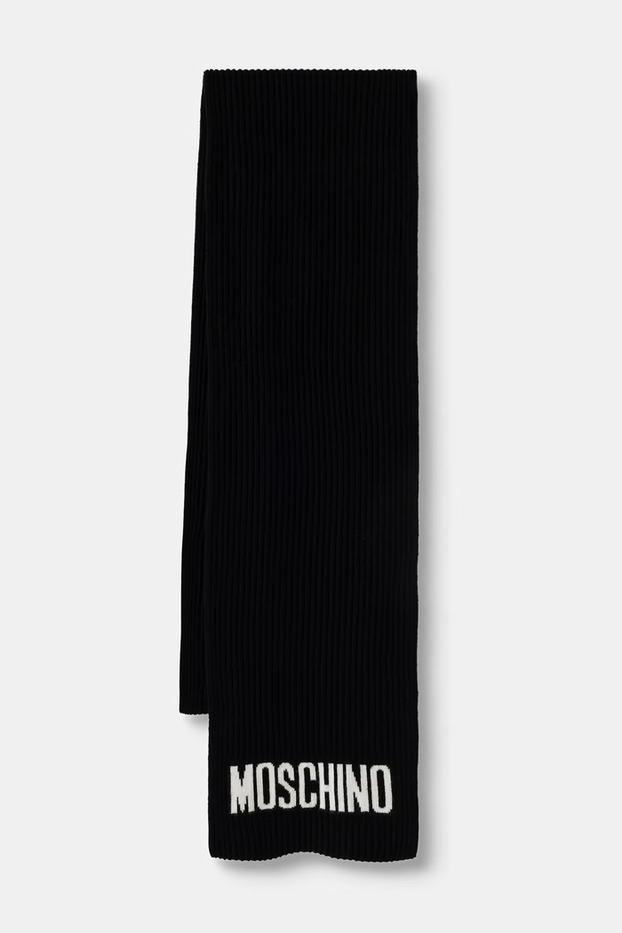 Moschino szalik męski z wełną czarny M5874.50242