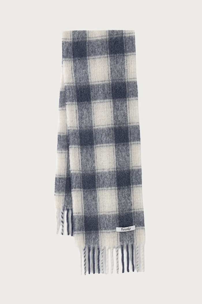 Fusalp Szalik z wełną alpaki CHECK SCARF granatowy K3724
