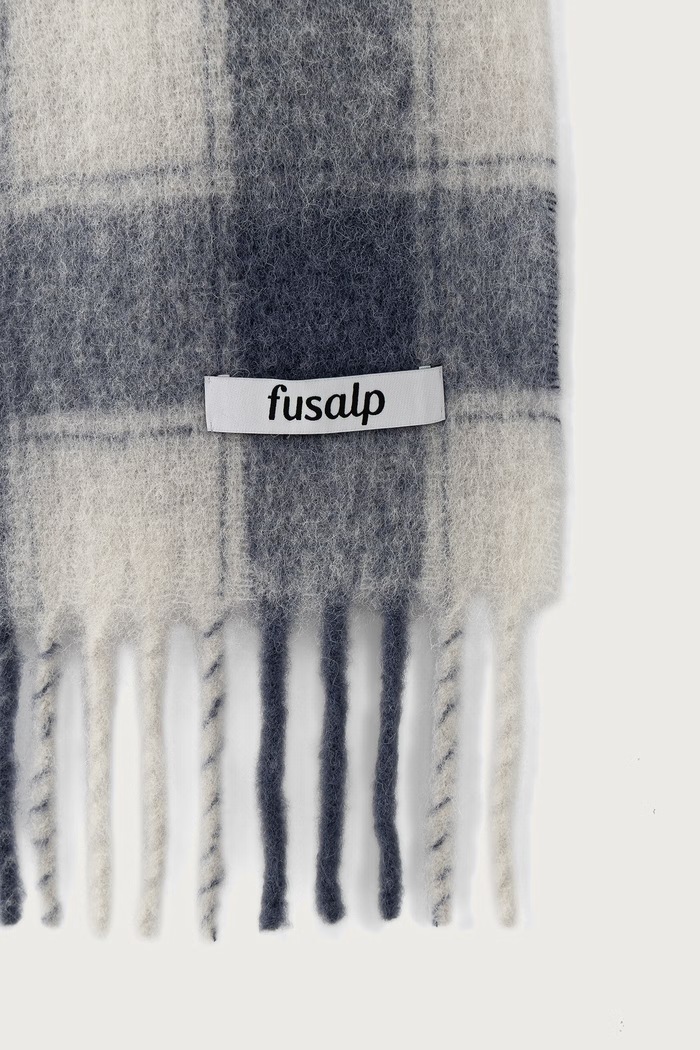 Fusalp Szalik z wełną alpaki CHECK SCARF K3724 granatowy AW26