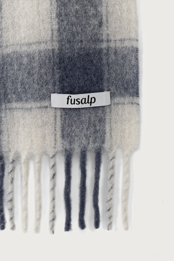 Fusalp Szalik z wełną alpaki CHECK SCARF K3724 granatowy AW26
