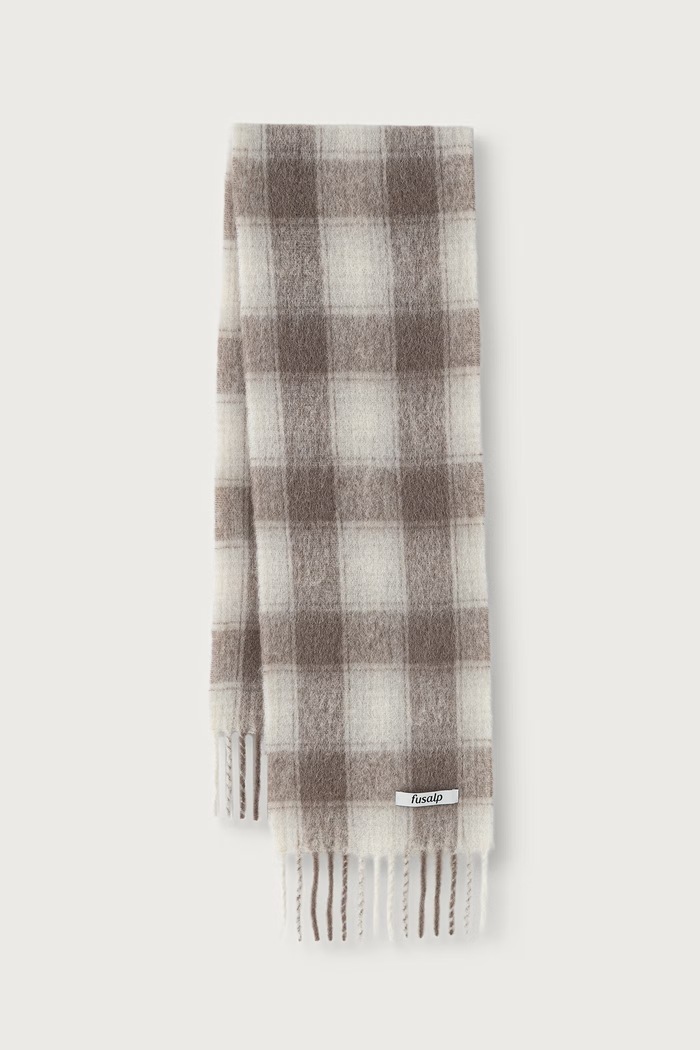 Fusalp Szalik z wełną alpaki CHECK SCARF beżowy K3724