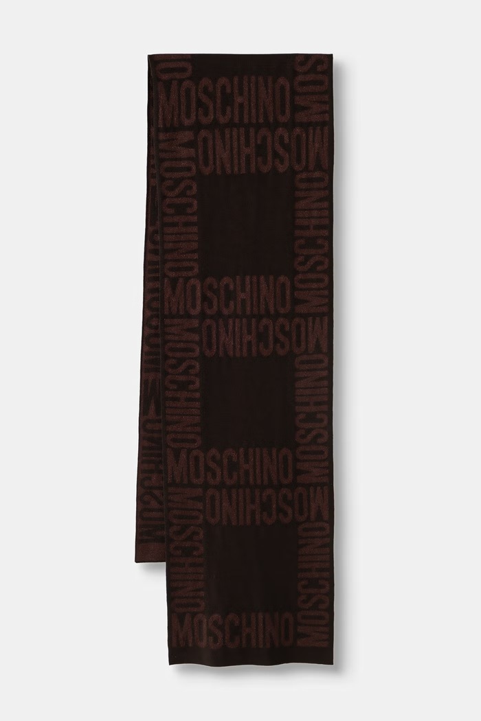 Moschino szalik z wełną brązowy M3476.30623