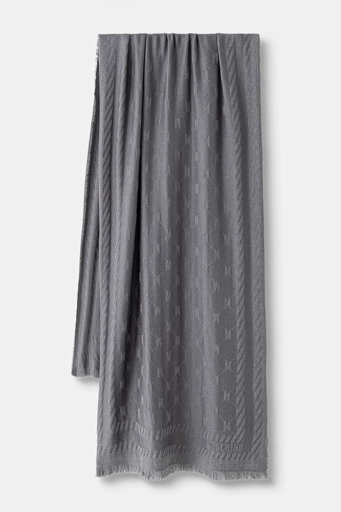 Moschino szalik z wełną szary M5922.50254
