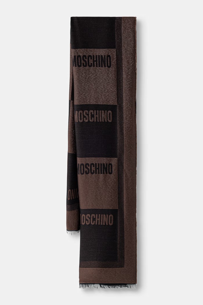 Moschino szalik z wełną brązowy M3454.30848