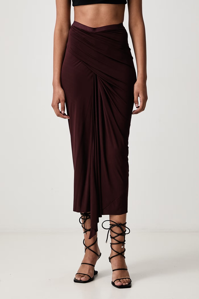 Rick Owens Lilies Anthem spódnica z wiskozą bordowy LI02F2325.JVCR