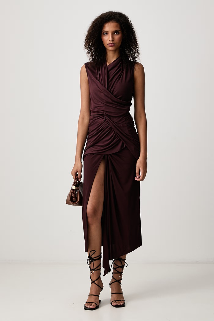 Rick Owens Lilies Anthem spódnica z wiskozą LI02F2325.JVCR bordowy AW26