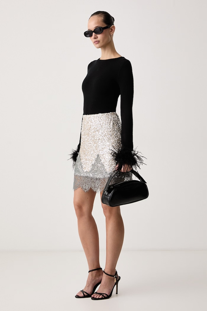 Never Fully Dressed Spódnica NFDSK822 srebrny AW26