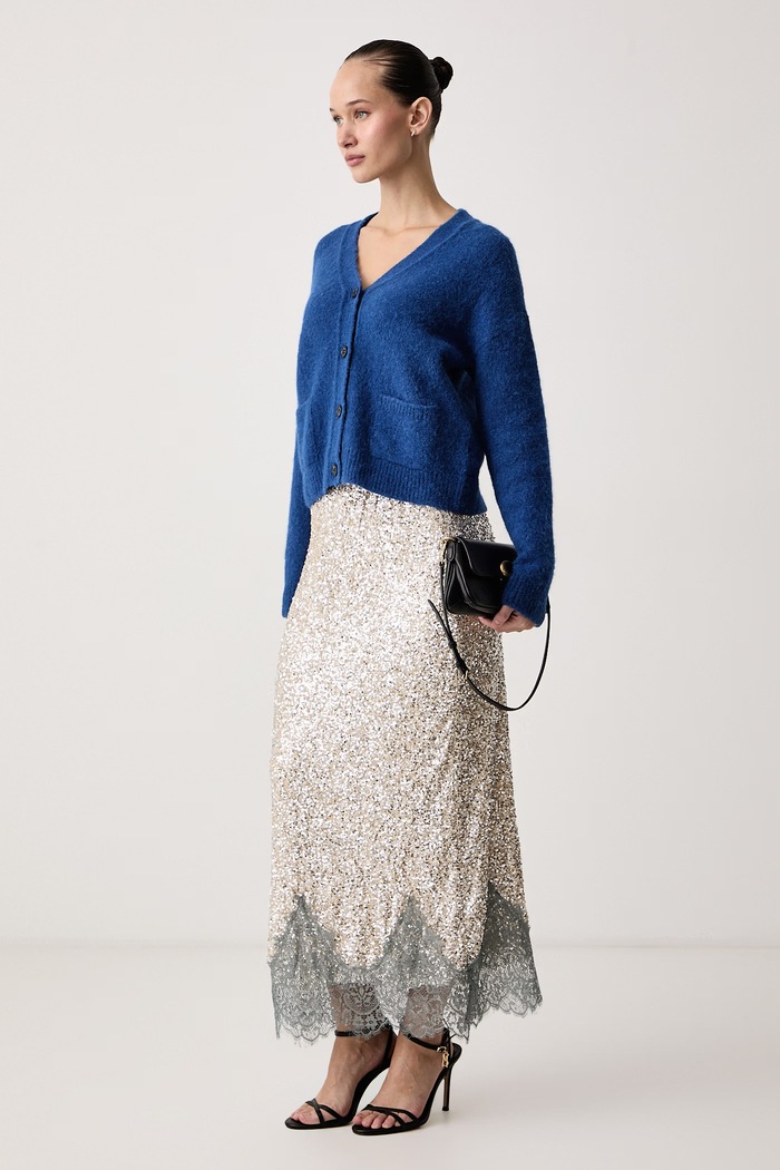 Never Fully Dressed Spódnica NFDSK823 srebrny AW26
