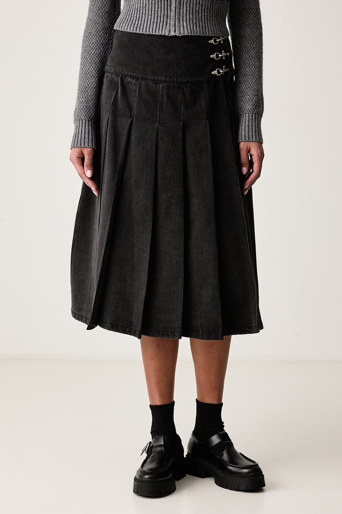 The Ragged Priest Spódnica rozkloszowana jeansowa czarny RPAW261029DN