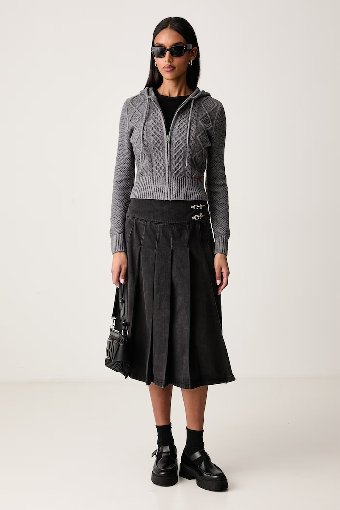 The Ragged Priest Spódnica rozkloszowana jeansowa RPAW261029DN czarny AW26