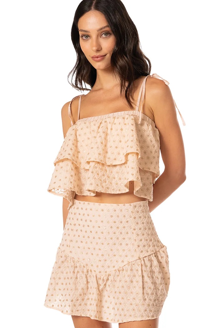 Maaji Spódnica z wiskozy Romance Veil Koco beżowy PT3032CKS002