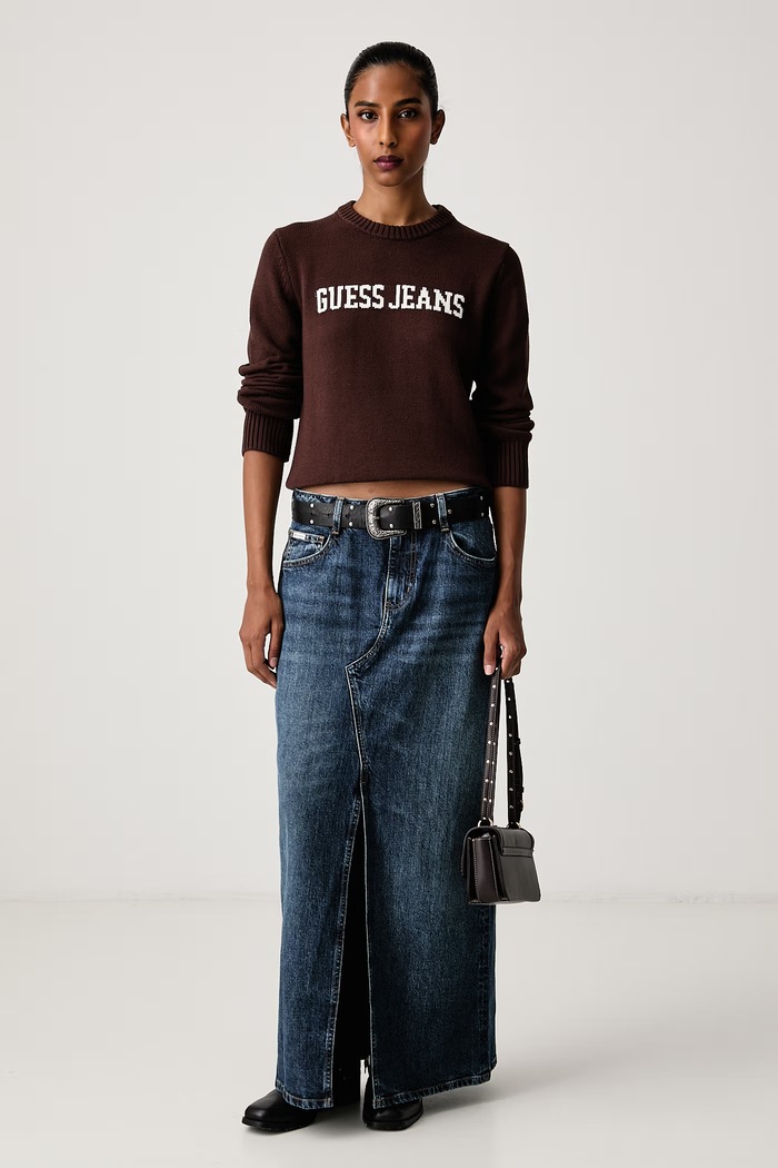 Guess Jeans Spódnica z rozcięciem jeansowa W6BD52.D1806 granatowy AW26