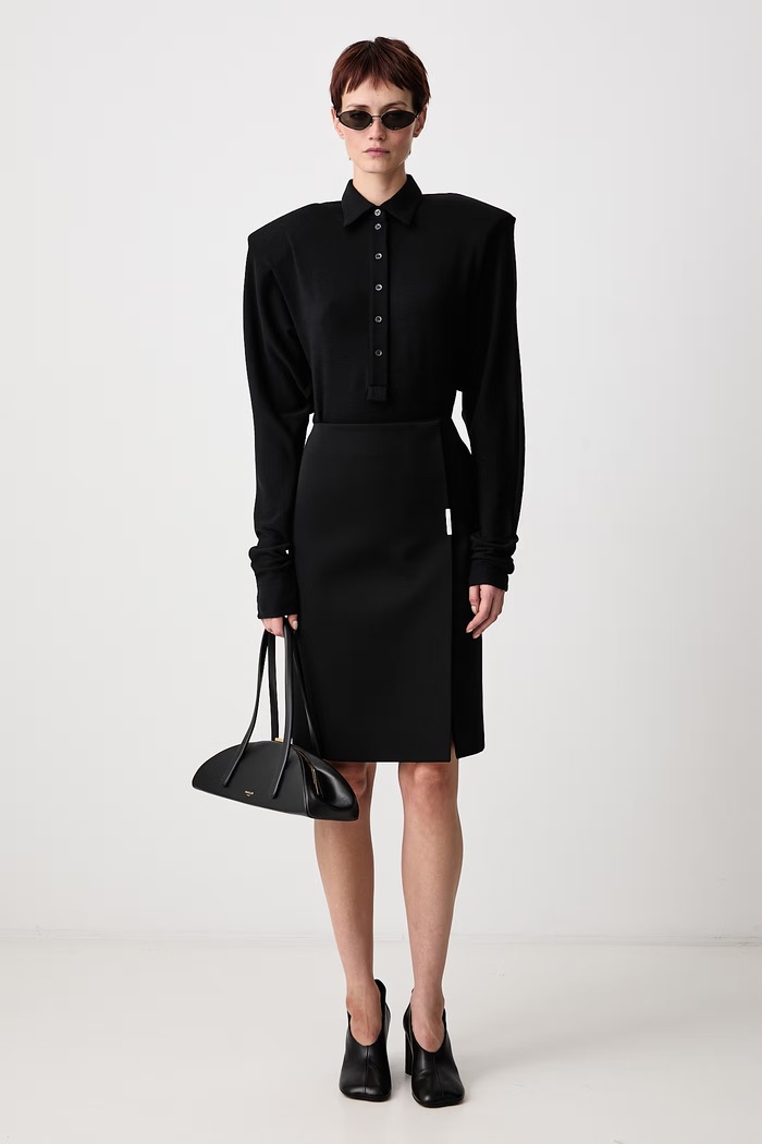 MUGLER Fustă creion din lână 26F1JU06011020 negru AW26