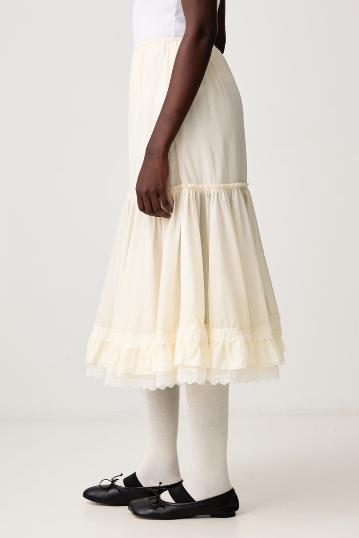 Washed Flyweight Nylon flared skirt GANNI A1090386 yellow