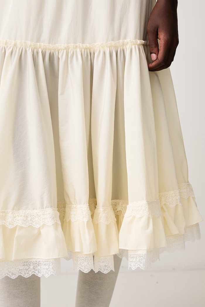 Washed Flyweight Nylon flared skirt GANNI yellow A1090386