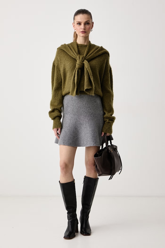 Max&Co. Spódnica sweterkowa wełniana RAFIA 2626306014200 szary AW26