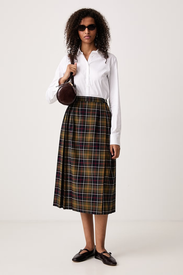 Barbour Spódnica plisowana Irene LSK0178 zielony AW26
