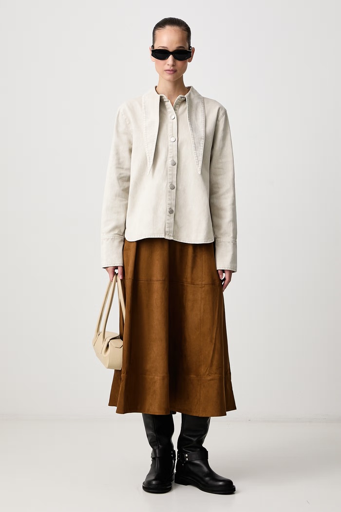 Barbour Spódnica rozkloszowana z imitacji skóry Rothley LSK0168 brązowy AW26