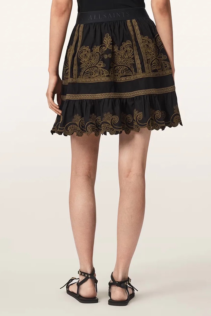 AllSaints Spódnica bawełniana KATYA W077RE czarny AW26