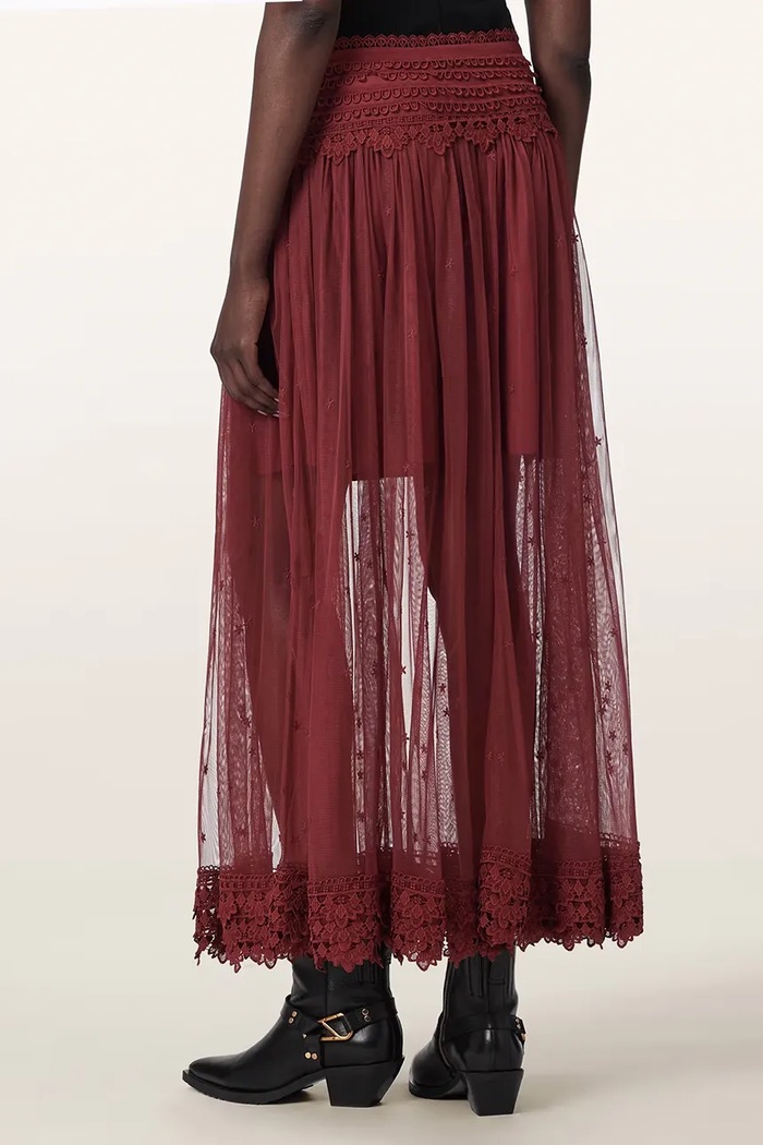AllSaints Spódnica TRIXIE LACE W060RE bordowy AW26