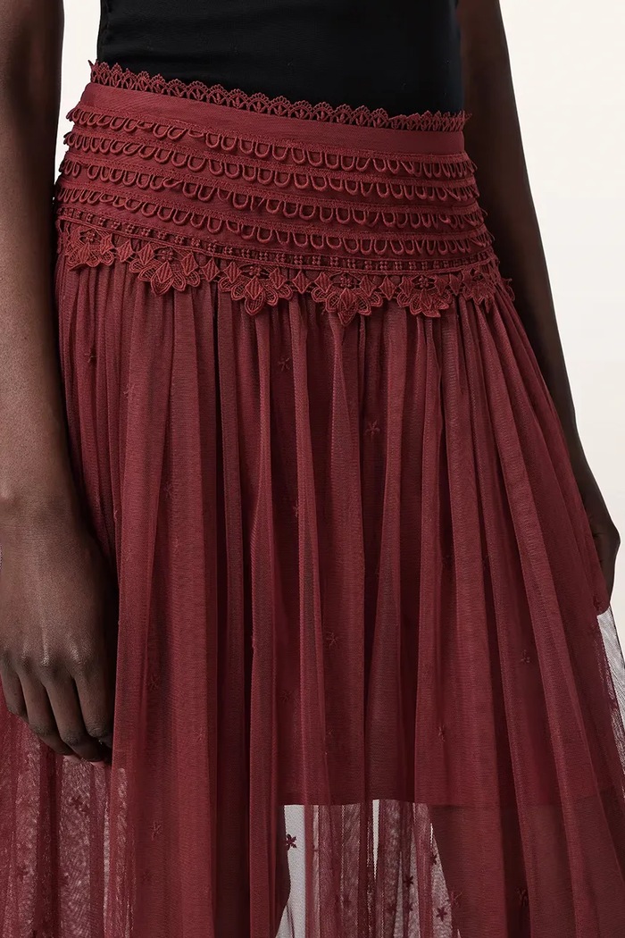 Spódnica TRIXIE LACE AllSaints W060RE bordowy