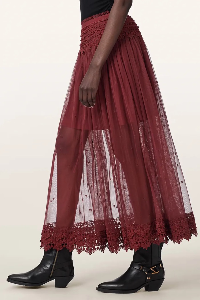 Spódnica TRIXIE LACE AllSaints bordowy W060RE