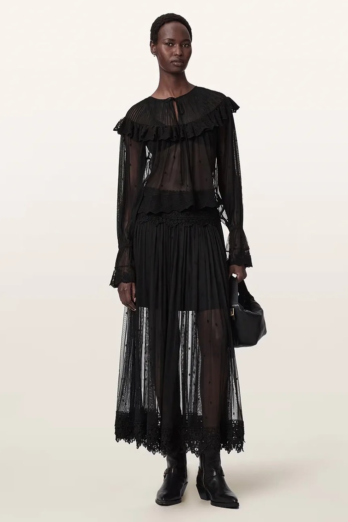 Odzież AllSaints Spódnica TRIXIE LACE W060RE czarny