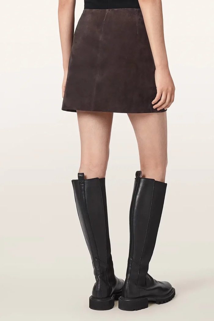 AllSaints Spódnica skórzana RENAI W029RF brązowy AW26