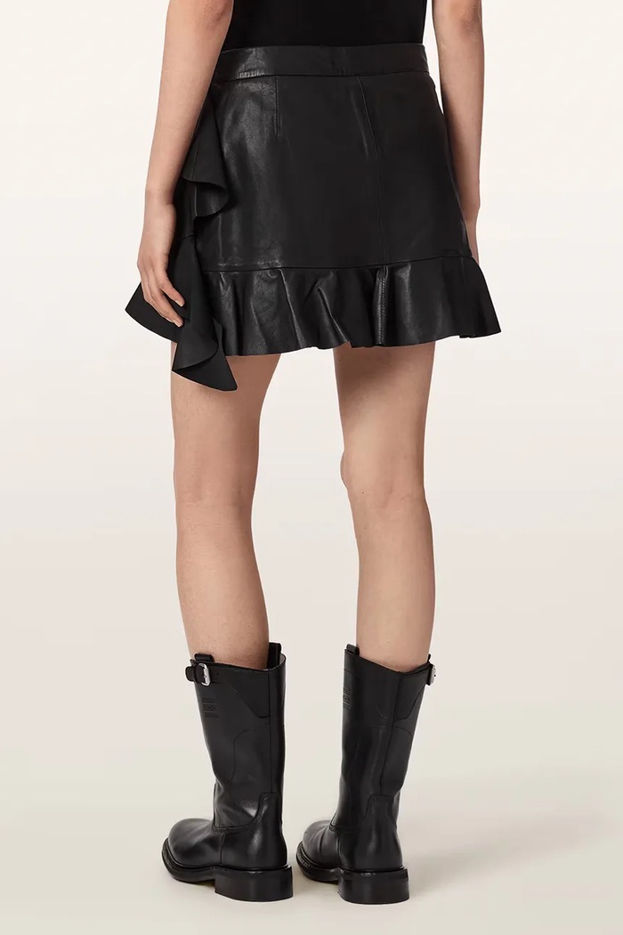 AllSaints Spódnica skórzana LUANA LEA W018RF czarny AW26