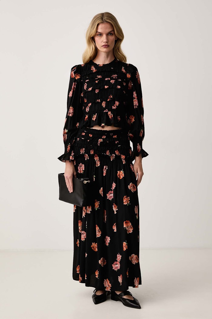 AllSaints Spódnica koronkowa LAUREN W012RF czarny AW26