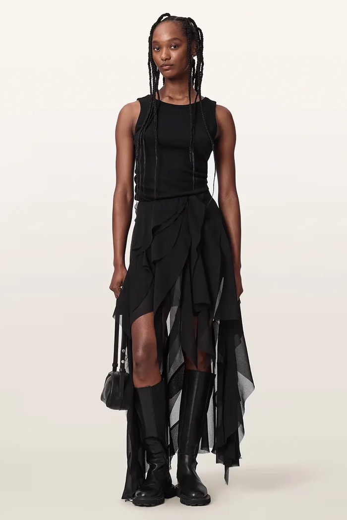 Odzież AllSaints Spódnica asymetryczna MELODY SKIRT W010RF czarny