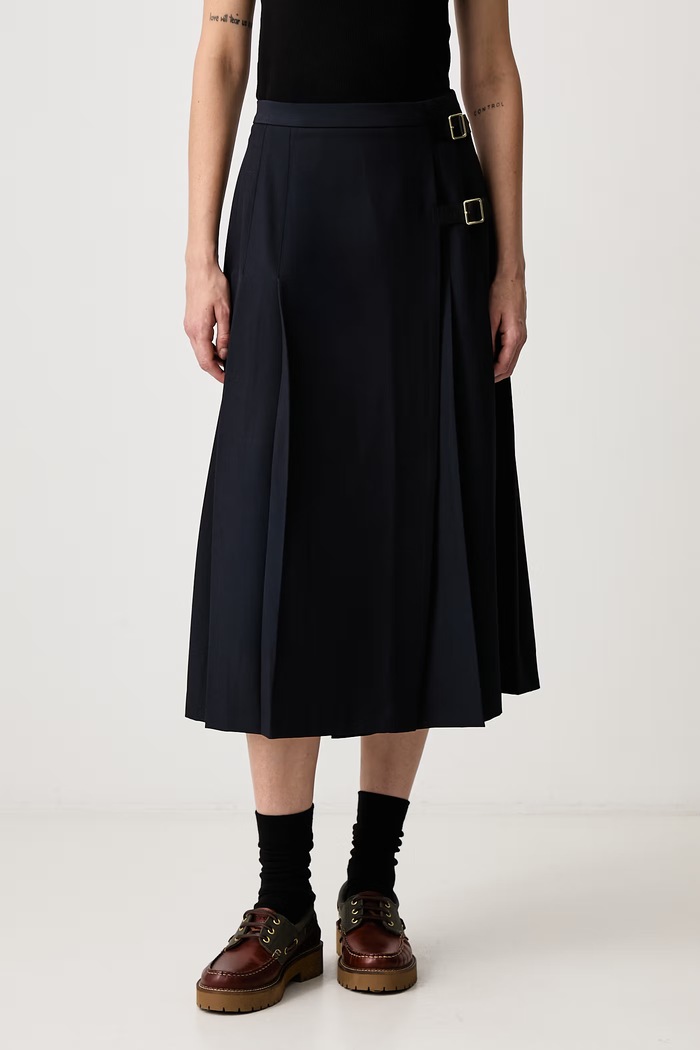 Barbour Spódnica plisowana z wiskozą granatowy LSK0174NY99