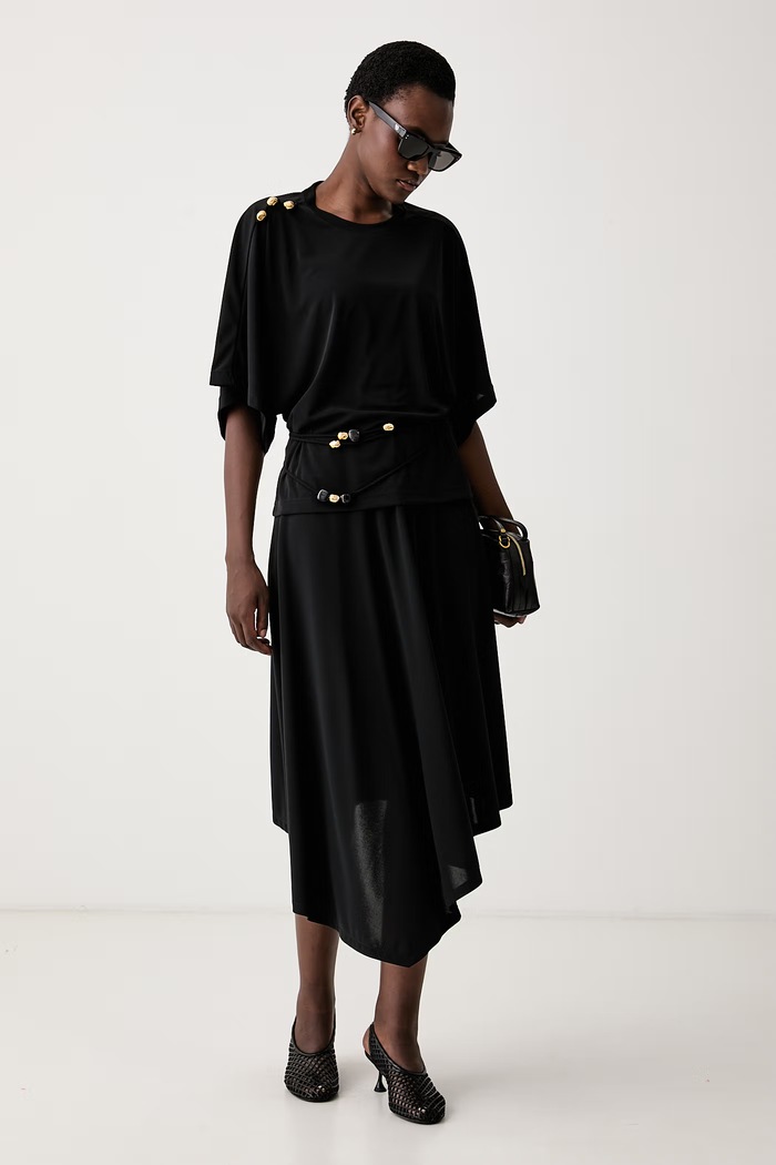 Marella ασύμμετρη φούστα MLTMALLO 2623776013200 μαύρο AW26