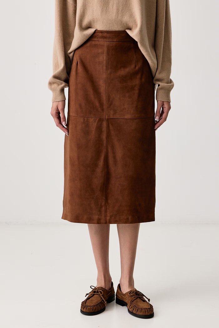 Marella Φούστα δέρμα σουέτ MLLMARMO καφέ 2623406021200