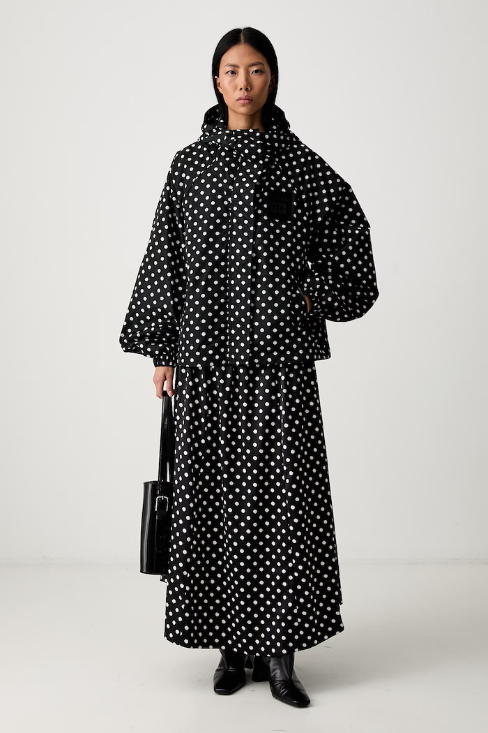 GANNI spódnica rozkloszowana A1090065 czarny AW26