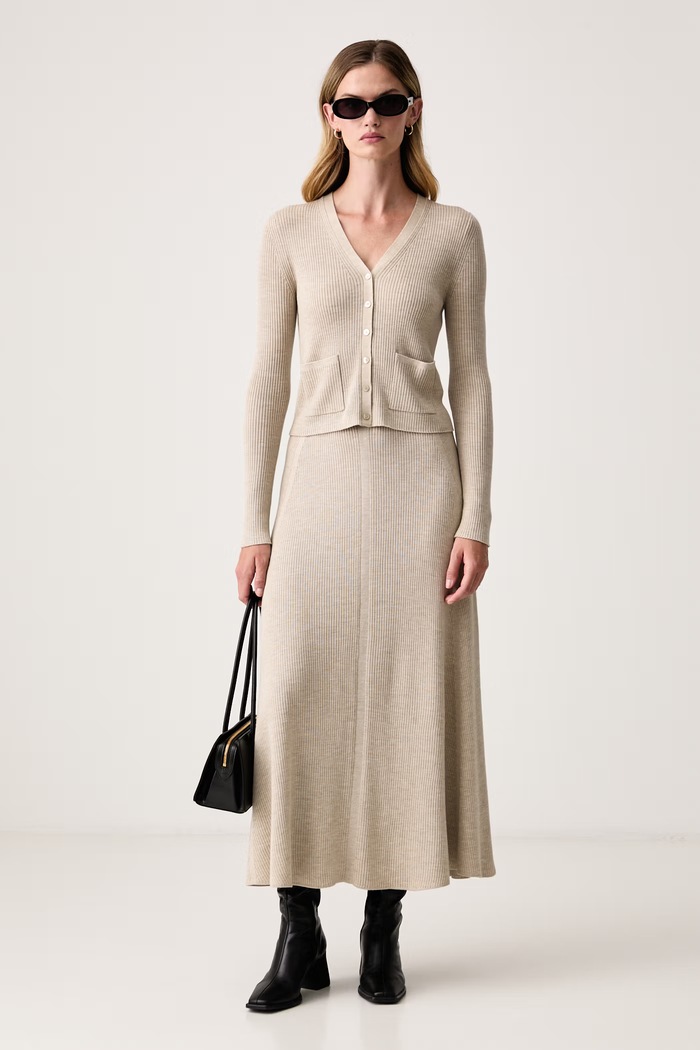 BOSS Spódnica wełniana Fionella 50567365 beżowy AW26