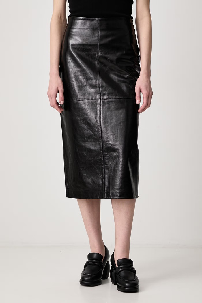 Sportmax Lappole spódnica skórzana czarny 2622406012600
